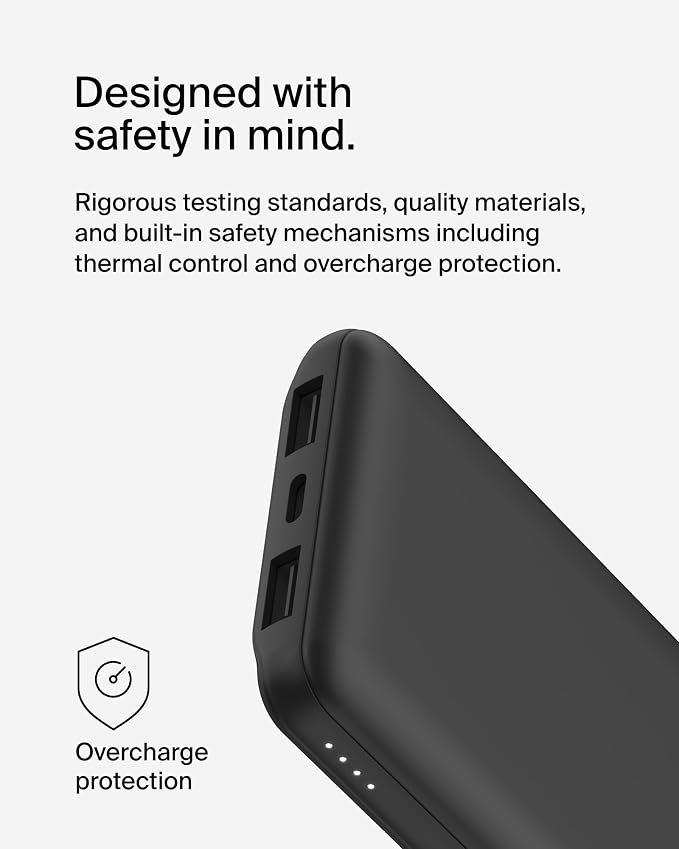 Belkin Portable Charger - 15W 3 Port Power Bank Battery Pack - Fast Charging - Image 10