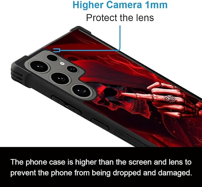 for Samsung Galaxy S24 Ultra Case, Gestures Funny Skull Pattern Graphic Design - Image 3