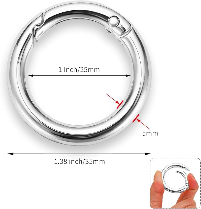 Gkeygo Key Ring Clip, 1 Inch Keychain Rings, 8 Pack Round Carabiner Clip - Image 5
