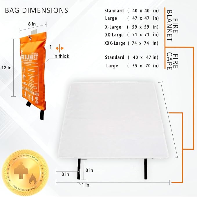 Fire Blanket -Certified 1500F Extra Thick, Glow In The Dark Fireproof Emergency - Image 7