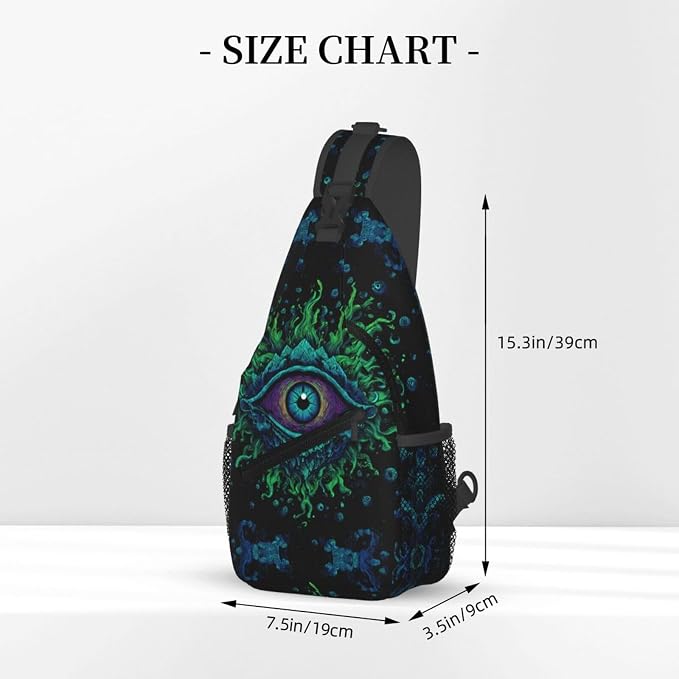 Psychadelic Trippy Art Sling Bag Crossbody Travel Hiking Chest Backpack - Image 3