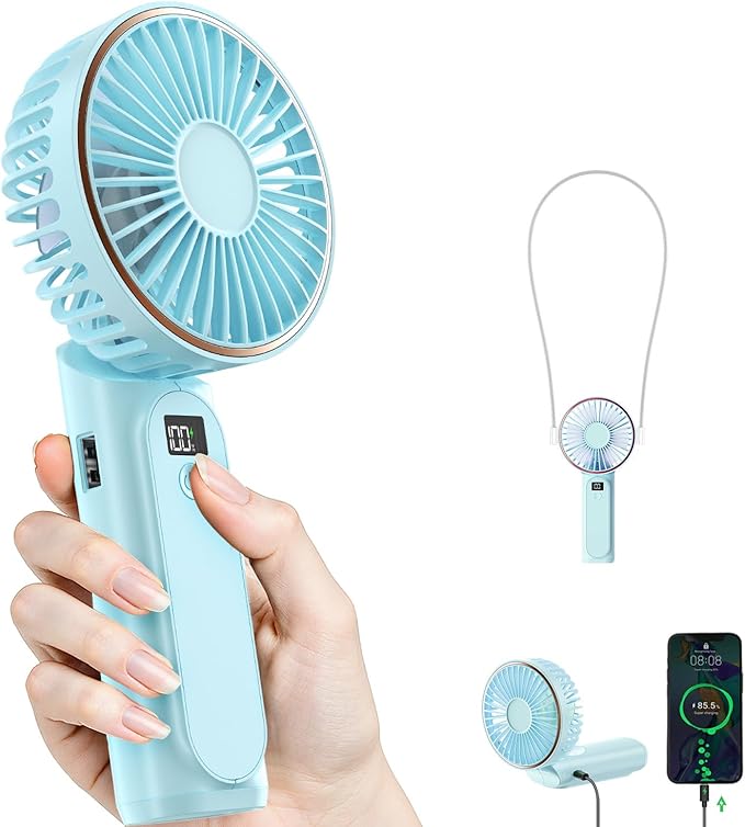 TUNISE Portable Handheld Fan, 180 Adjustable, 6 Speed Wind, USB Rechargeable by TUNISE