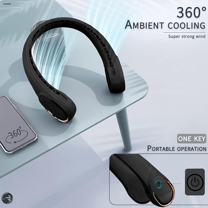 ASNUG Neck Fan, Bladeless Neck Fan, 4000 mAh Rechargeable Personal Fan - Image 5