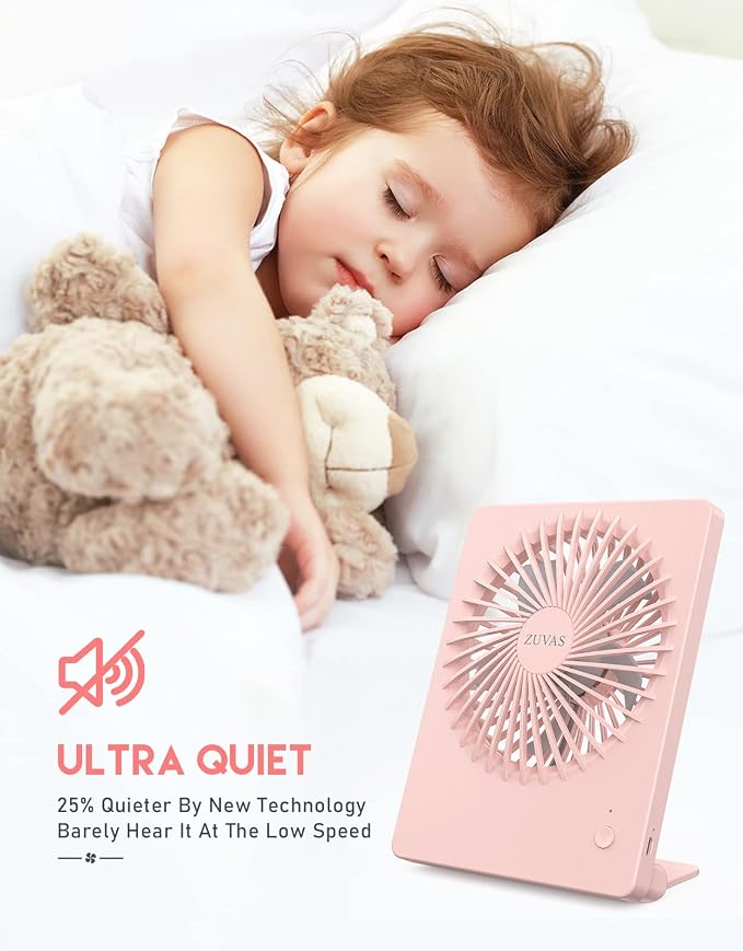 Zuvas Desk Fan Battery Operated Fan Rechargeable 180°Tilt Folding Personal Fan - Image 2