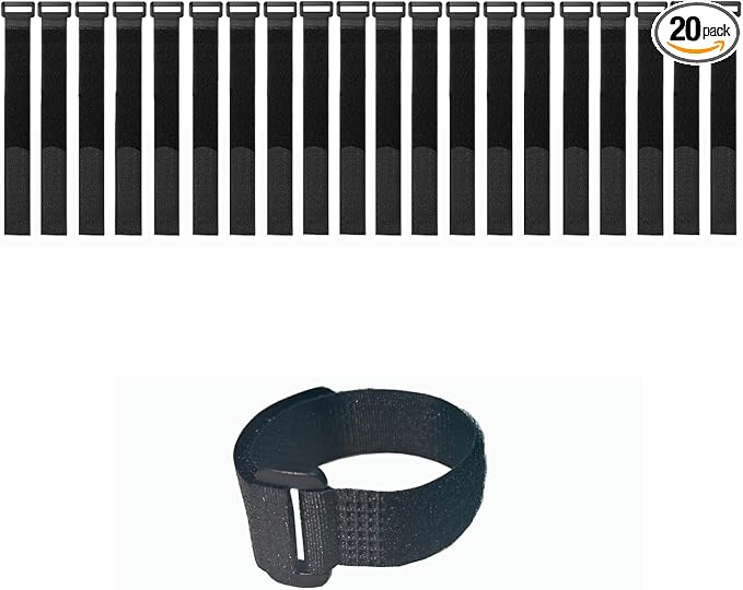 20 Pack 8 Inch Reusable Fastening Cable Ties and Cable Straps, Adjustable by Unknown
