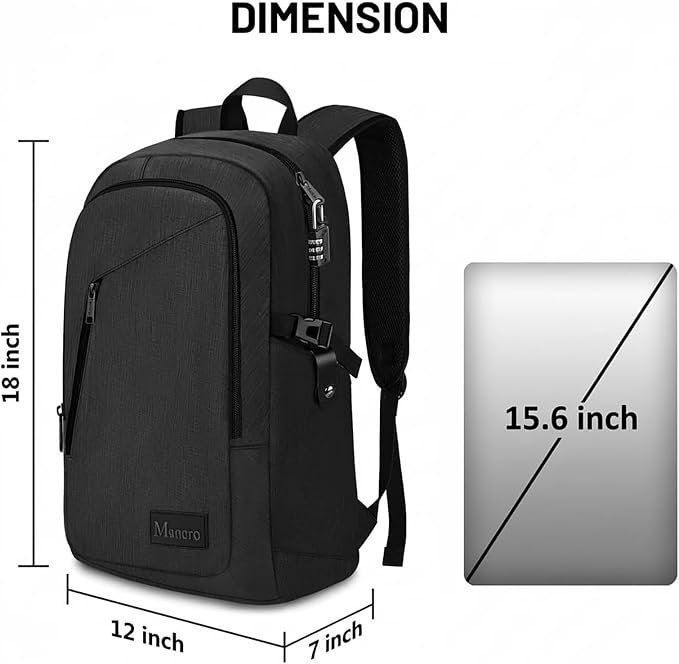 Mancro Business Travel Laptop Backpack, Anti Theft Slim Laptop Bag - Image 3