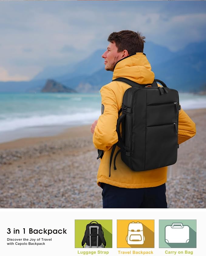 Capolo Travel Backpack for Women Men Waterproof Laptop Backpack Airlines - Image 3