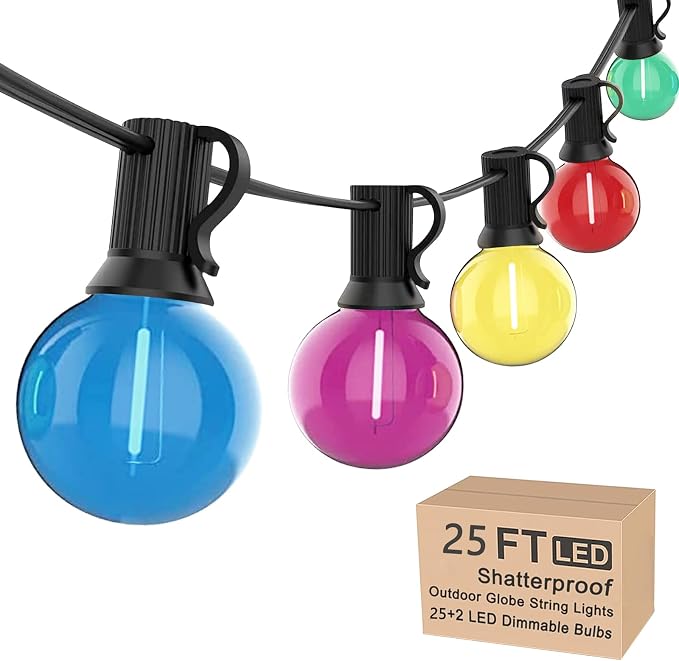G40 LED Outdoor String Lights，25Ft Globe Multicolor Christmas Decorations by Goothy