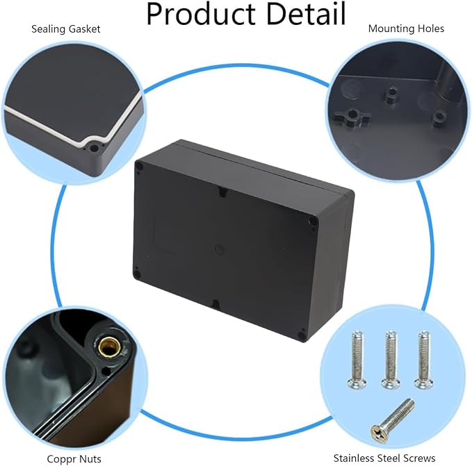 Project Box IP65 Waterproof Junction Box ABS Plastic Black Electrical Boxes DIY - Image 5