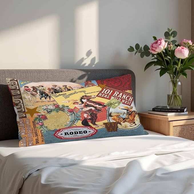 Cowgirls Wild West Pillow Covers 12 X 20 Far East Rodeo Round Up Win Ride Horse - Image 4
