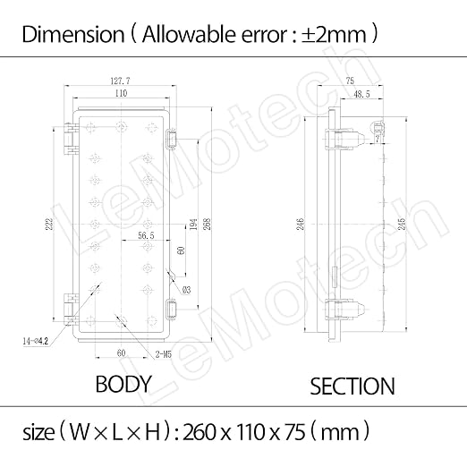 LeMotech Electrical Box, IP67 Waterproof Hinged Cover Stainless Steel Latch - Image 8