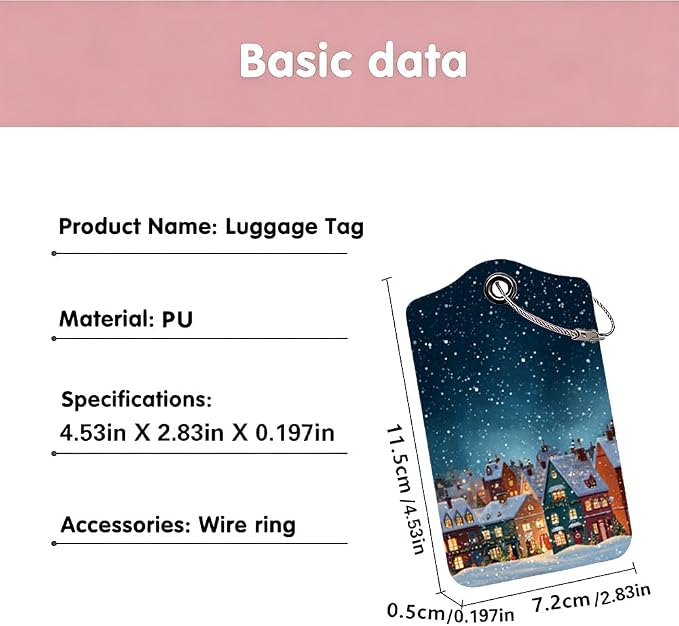 2Pcs Winter Village Luggage Tags - Image 3