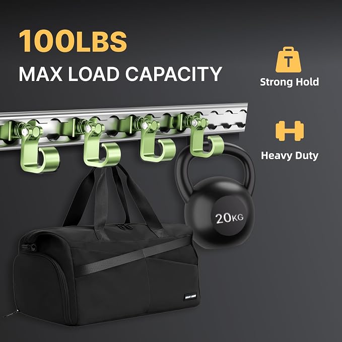 4 Pack L Track Hooks with Single Stud Fitting, Spring-Loaded Adjustable Gear - Image 2