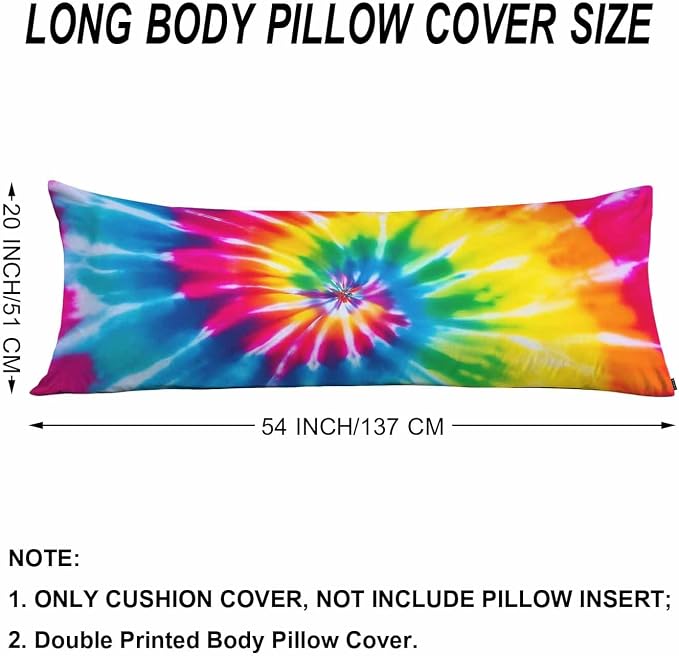 Tie Dye Body Pillow Pillowcase, Abstract Tie Dye Rainbow Farmhouse Pillow Body - Image 6