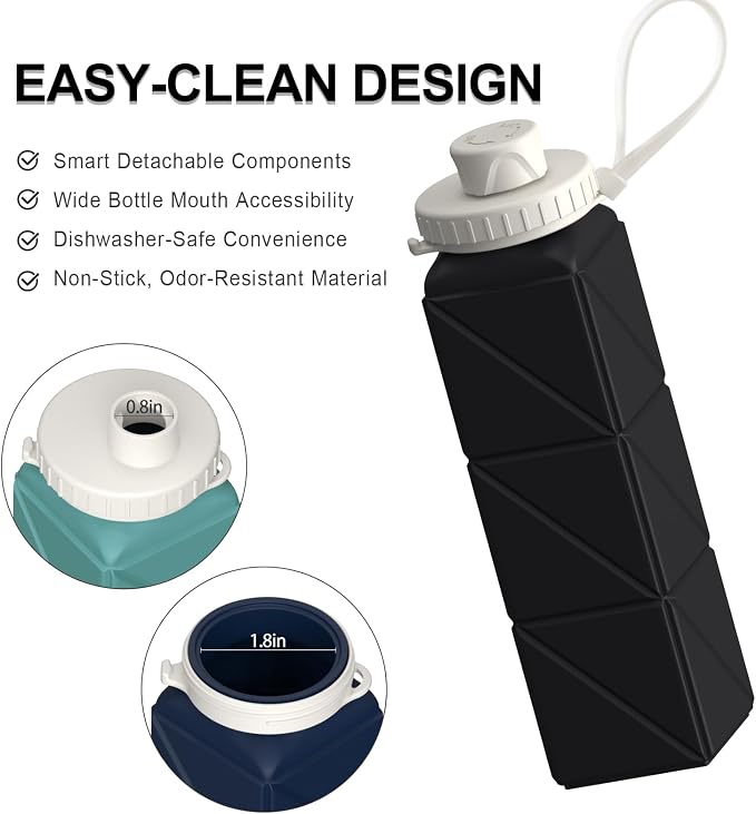 BEAUTAIL Collapsible Water Bottles 20.6oz, Silicone Foldable Portable Travel - Image 5