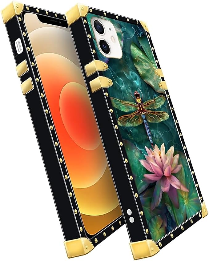 Compatible with iPhone 11 Case, Colourful Dragonfly Pink Lily Pads Luxury - Image 3