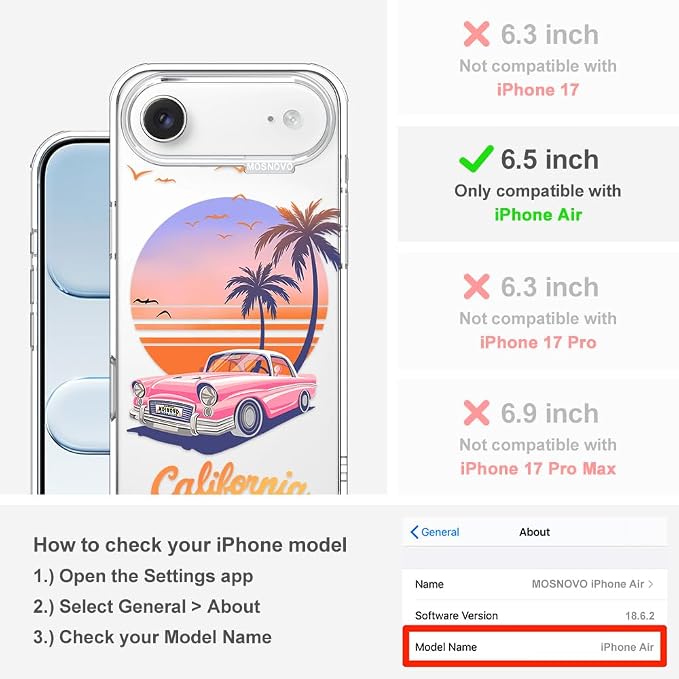 MOSNOVO for iPhone Air Case, Shockproof Military-Grade Protection 6.6ft Drop - Image 2