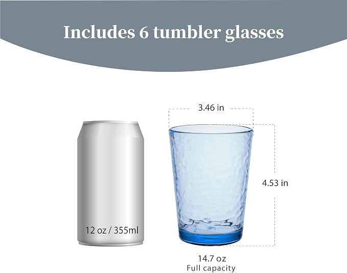 KLIFA- NICE- 14.7 ounce, Acrylic Tumbler Drinking Glasses, Stackable Plastic - Image 2