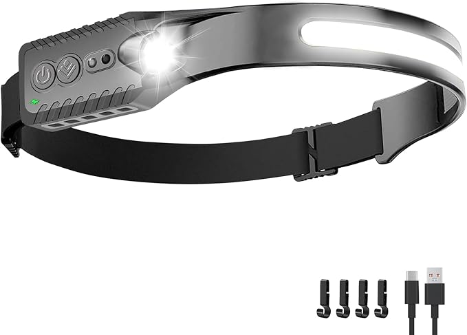 Nessciera Rechargeable LED Headlamp, 400 Lumens, 230° Wide Beam, 5 Modes — by Unknown