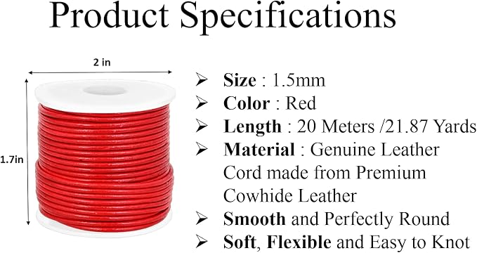 GENIQUE Real/Genuine Round Leather String Cord - Image 3