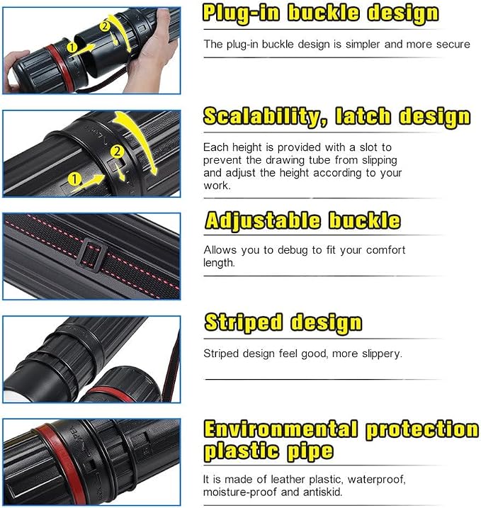 DEWEL 2Pcs Poster Tube Extends from 30" to 51", Telescoping Plastic Art Tube - Image 2