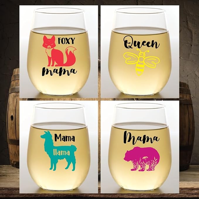 Set of 4 Shatterproof Designer 16 oz Plastic Wine Glasses MADE in the USA by Unknown