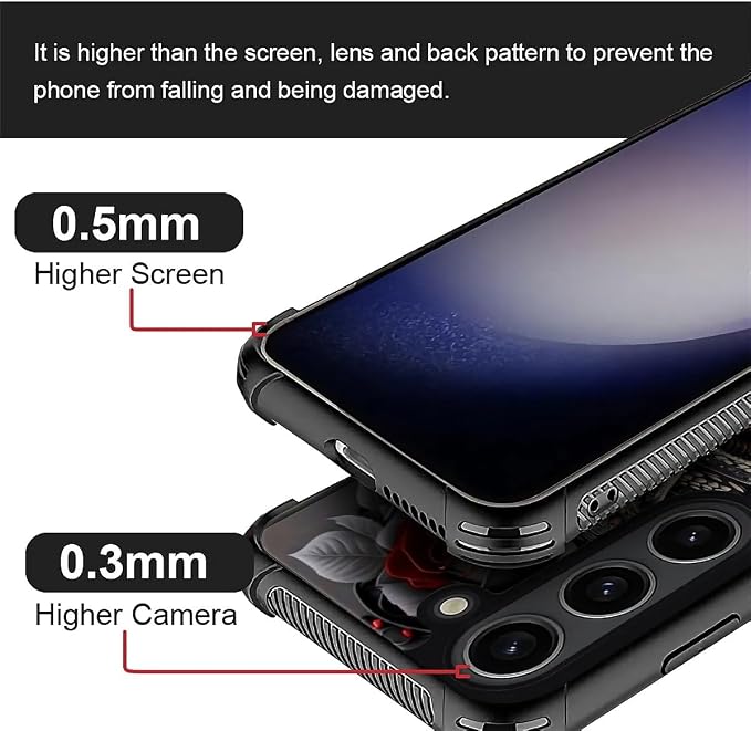 for Samsung Galaxy S23 Plus Case, Entwined Rose Snake Pattern Graphic Design - Image 5