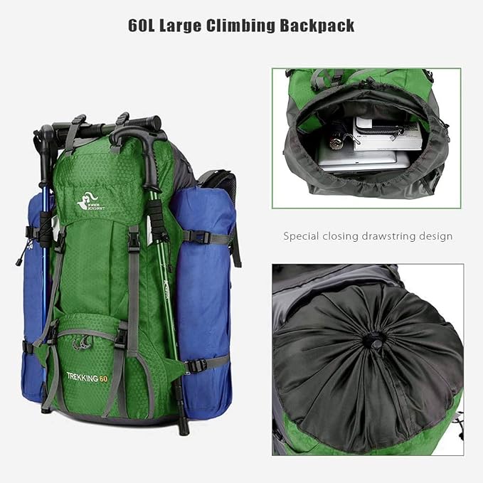 Bseash 60L Waterproof Hiking Camping Backpack - Image 5