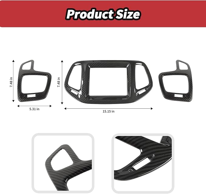 JeCar 3pcs Carbon Fiber Dash Vent Cover Trim Kit - Image 6