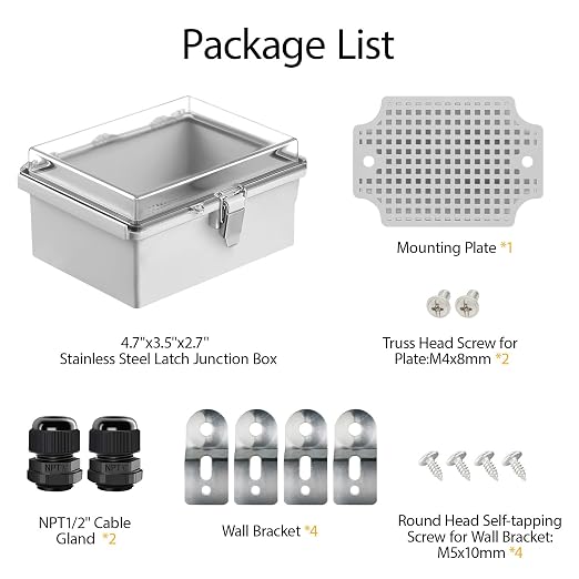 LeMotech Electrical Box, IP67 Waterproof Hinged Clear Cover Stainless Steel - Image 9