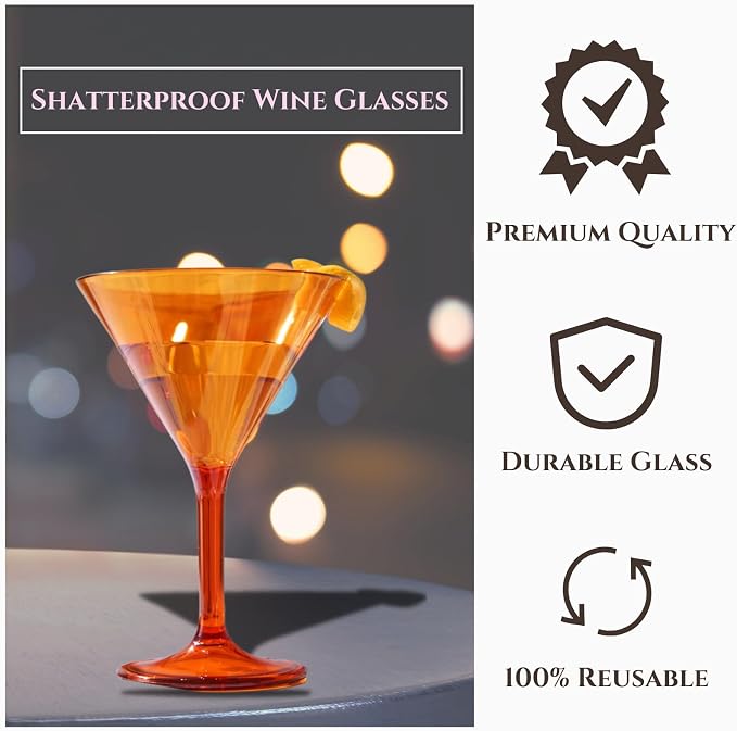 European Style Plastic Crystal Glasses, Unbreakable Martini, Cocktail |Set of - Image 4