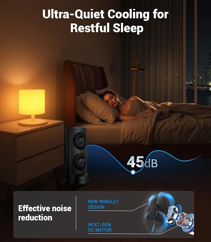 Personal Tower Fan for Bedroom, Portable Desk Table Fan，3 Speeds Cooling - Image 4