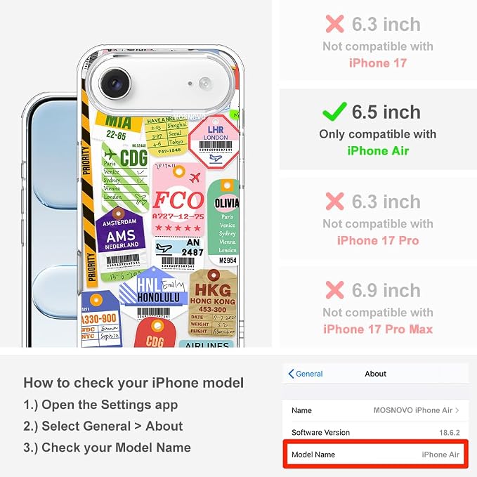 MOSNOVO for iPhone Air Case | Military Grade 6.6ft Drop Tested | Camera Control - Image 2