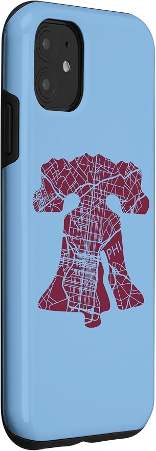 Philadelphia Street Map Liberty Bell Vintage Maroon Philly Case - Image 3
