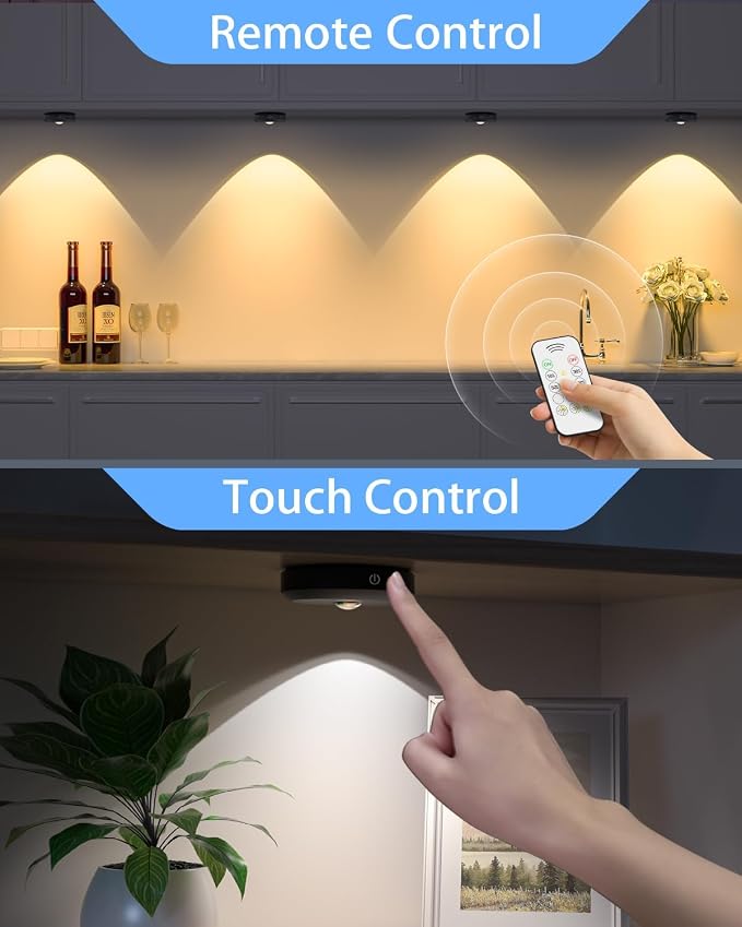 WILLED Puck Lights with Remote Control, Rechargeable Under Cabinet Lights - Image 4