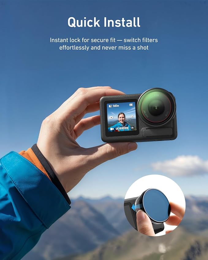 TELESIN Filters Set for DJI Osmo Action 5 Pro / 4/3, VND 2-32 Variable ND Filter - Image 8