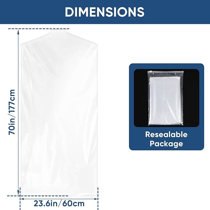100 Pack 23.6"x70" Garment Bags - Image 2