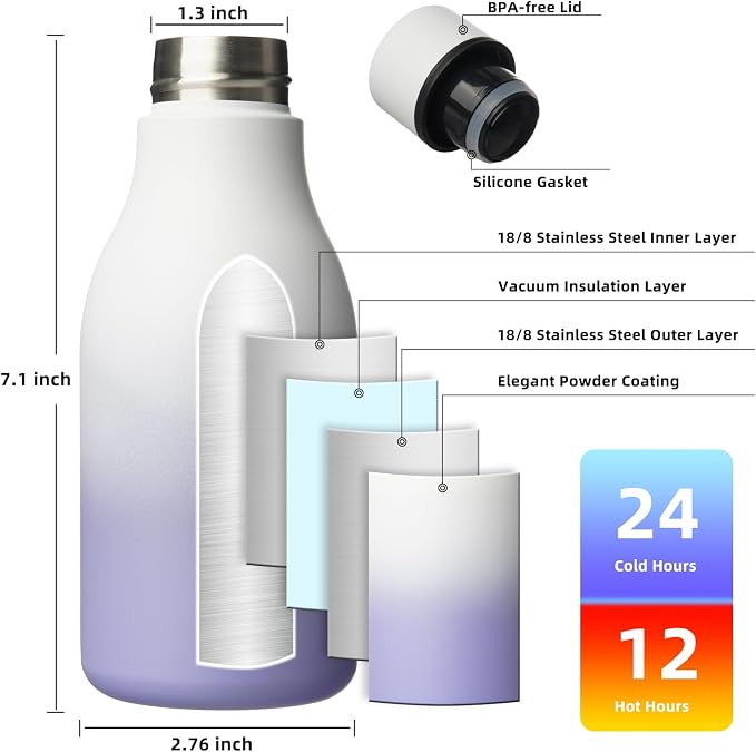 BJPKPK Insulated Water Bottles, 12oz Stainless Steel Metal Water Bottle - Image 3