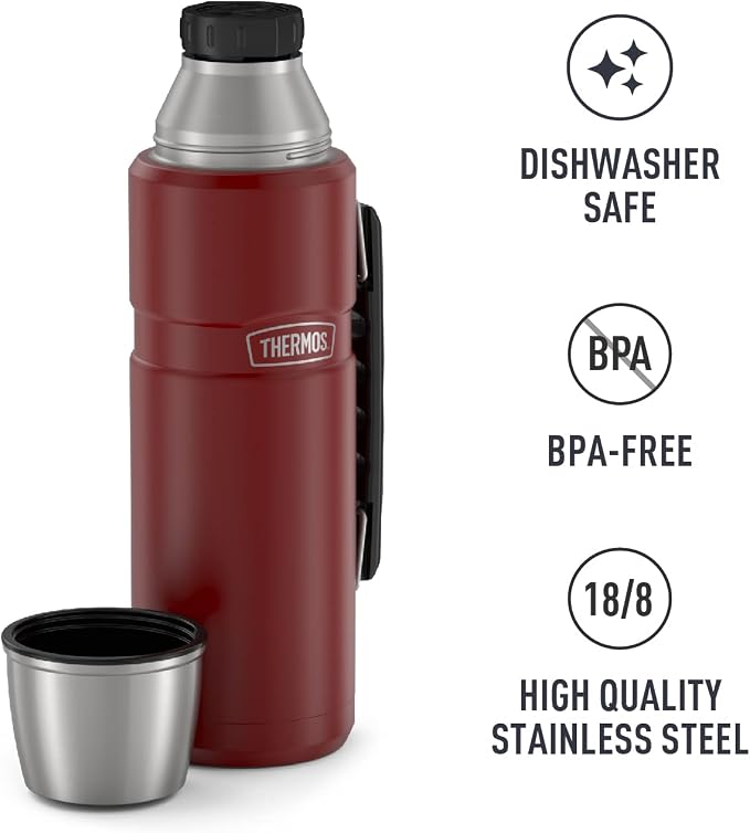 THERMOS Stainless King Vacuum-Insulated Beverage Bottle, 40 Ounce, Rustic Red - Image 5