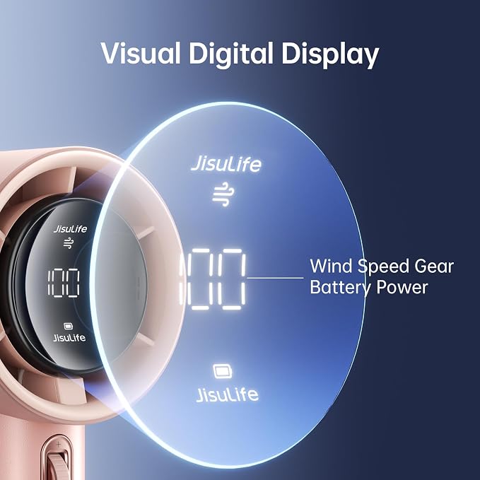 JISULIFE Portable Handheld Fan, Speed Adjustable Turbo Mini and 3600mAh Battery - Image 3