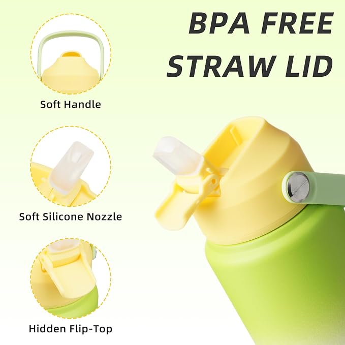 BJPKPK Water Bottle with Straw Lid, 24oz Vacuum Insulated Water Bottles - Image 2