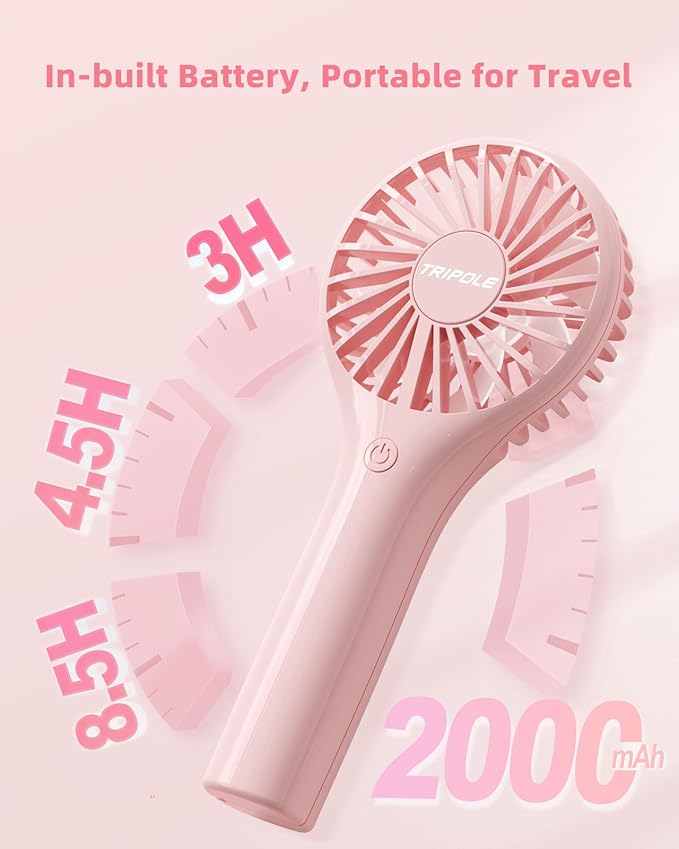 TriPole Portable Handheld Fan Mini Personal Fan 3 Speeds, Powerful Little - Image 4