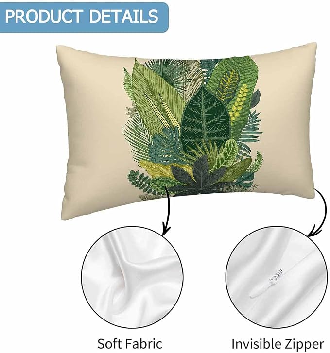 Tropical Leaves Palm 12 X 20 Throw Pillow Covers Set of 2 Green Tree Banana - Image 3