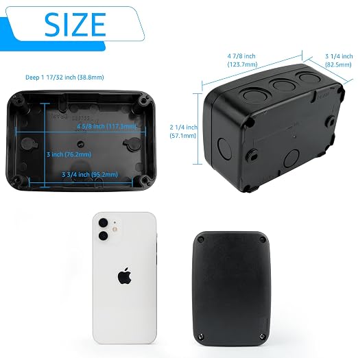 SuperInk Black IP66 Weatherproof Junction Box, Outdoor Electrical Enclosure - Image 3