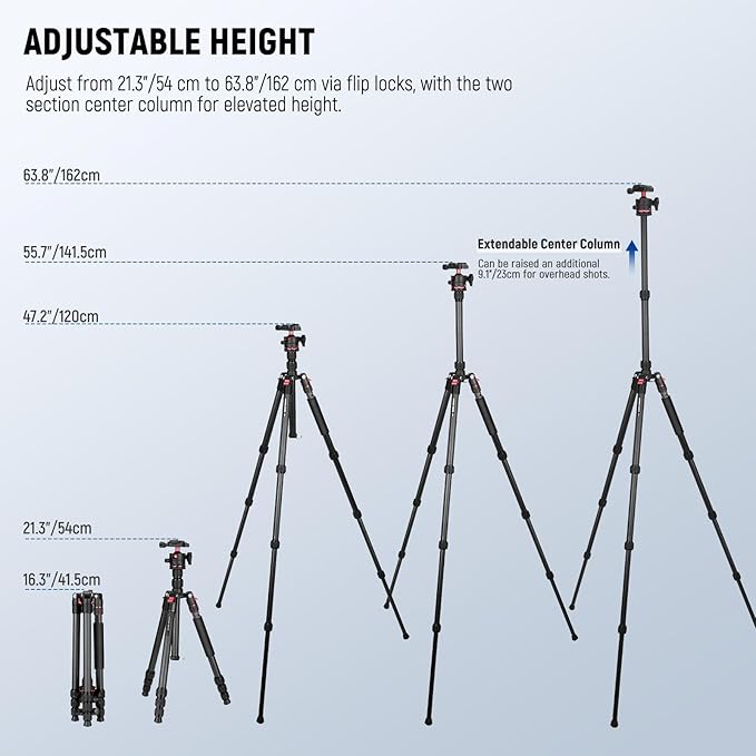 NEEWER Basics Carbon Fiber Travel Tripod Monopod, Arca Type Ball Head, Max Load - Image 3