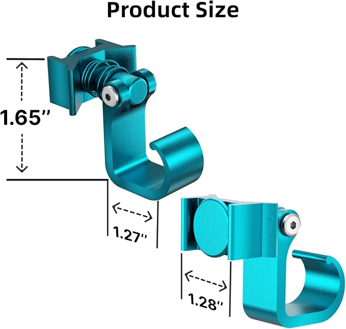 4 Pack L Track Hooks with Single Stud Fitting, Spring-Loaded Adjustable Gear - Image 6