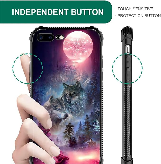 for iPhone 7/8 Case, Star Two Wolfs Howling Pattern Graphic Design Girl Boy - Image 6
