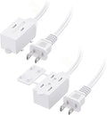 Cable Matters 2-Pack 16 AWG 2 Prong Short Extension Cord 3 ft, 13A 3-Outlet by CableMatters