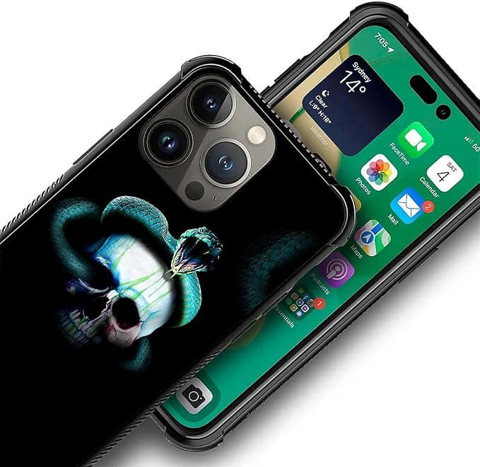 for iPhone 13 Pro Max Case, Skeleton Winding Snake Pattern Graphic Design Girl - Image 7