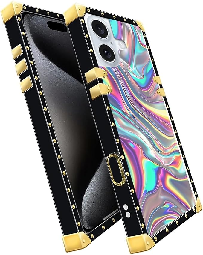 Compatible with iPhone 16 Case, Holographic Abstract Iridescent Textures Luxury - Image 3